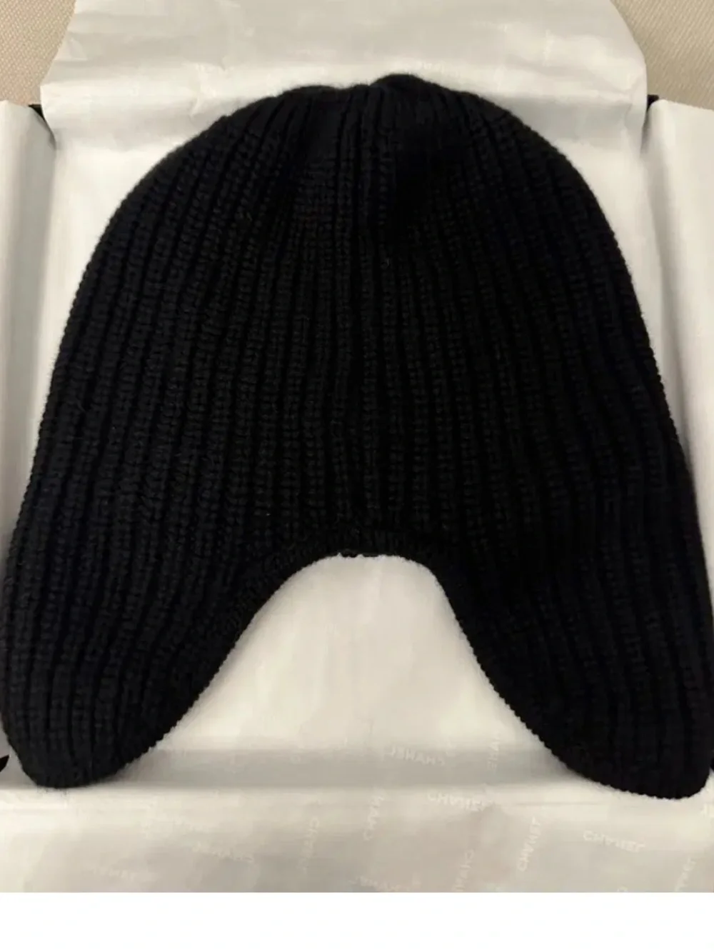 🖤 Double C Designer Neige Black Knit Winter Beanie Ski Hat Snow Cap